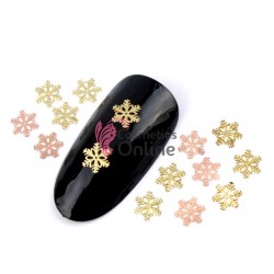 Decoratiuni metalice 3D pentru unghii 100 bucati 016 Fulgi de Zapada Aurii